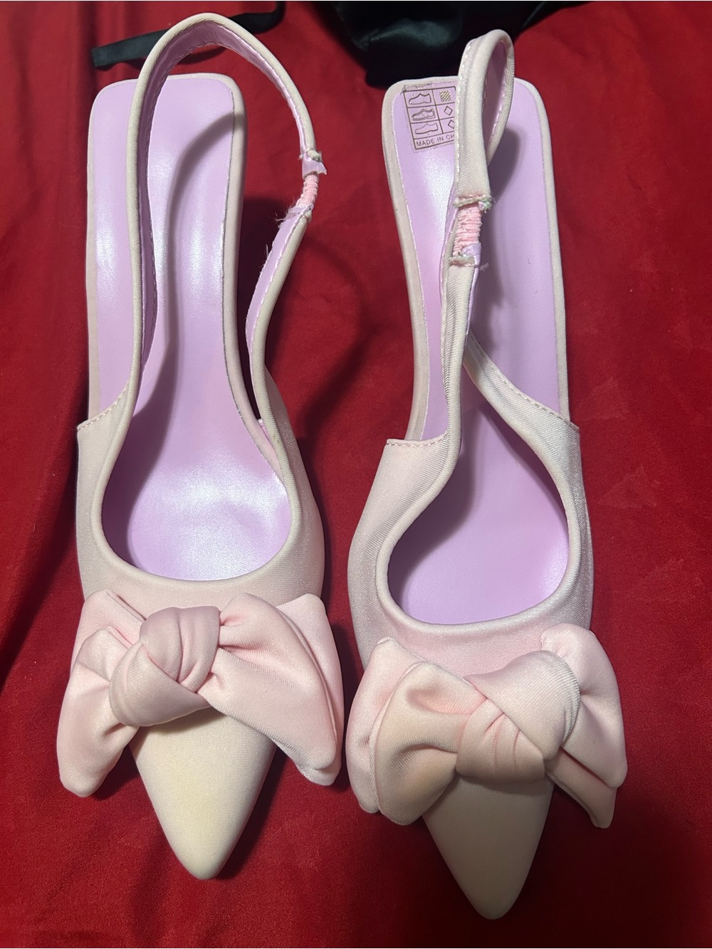 Women’s Pink Bow Slingback Pointed-Toe Heels